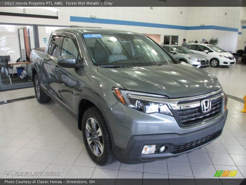 Forest Mist Metallic / Gray 2017 Honda Ridgeline RTL AWD