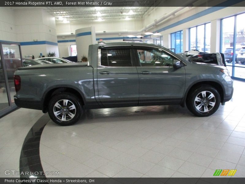 Forest Mist Metallic / Gray 2017 Honda Ridgeline RTL AWD