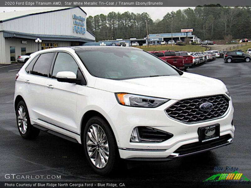 Star White Metallic Tri-Coat / Titanium Ebony/Brunello 2020 Ford Edge Titanium AWD