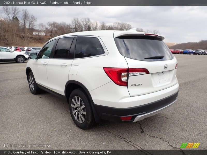Platinum White Pearl / Beige 2021 Honda Pilot EX-L AWD