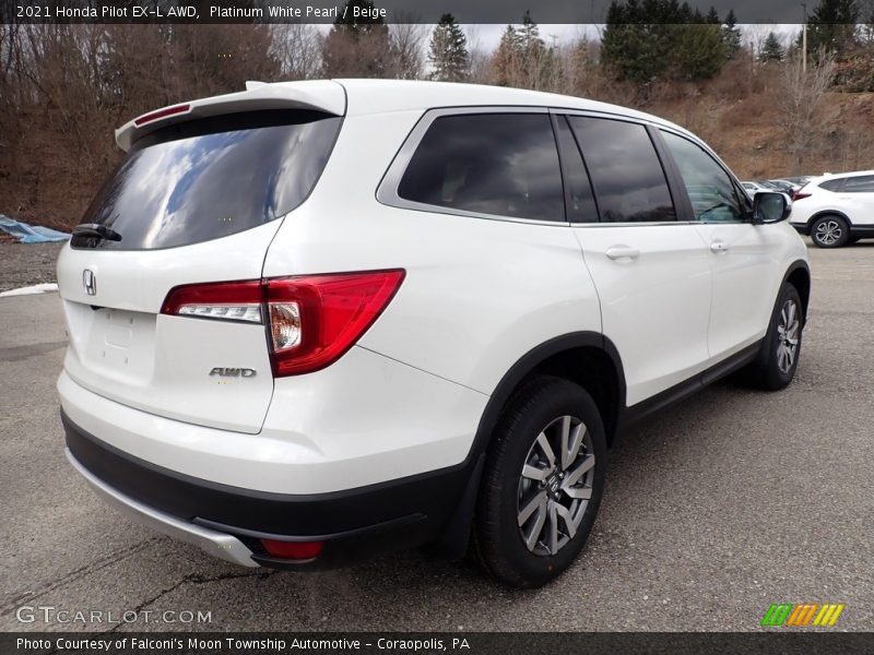 Platinum White Pearl / Beige 2021 Honda Pilot EX-L AWD