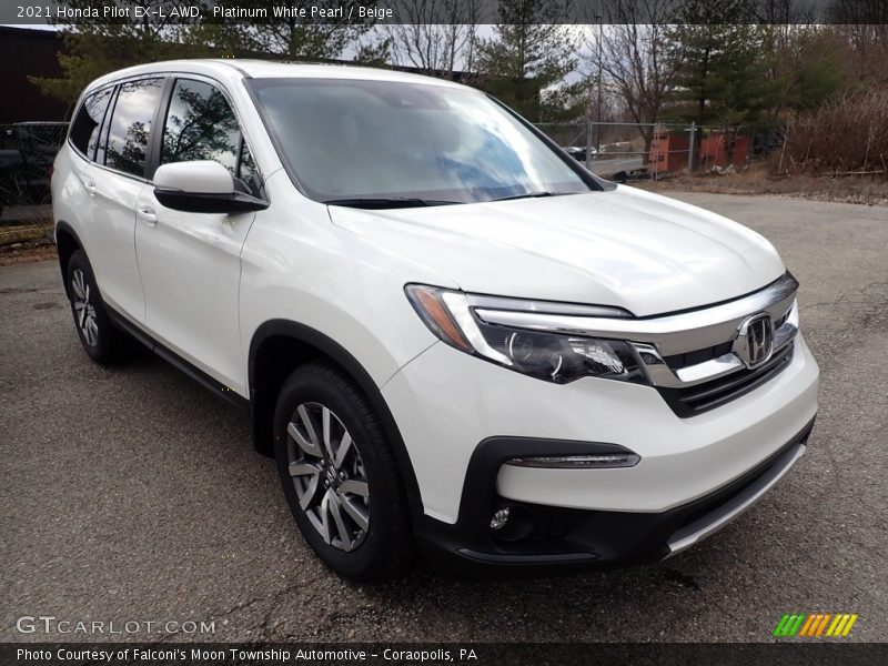 Platinum White Pearl / Beige 2021 Honda Pilot EX-L AWD