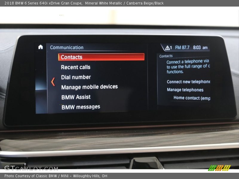 Controls of 2018 6 Series 640i xDrive Gran Coupe
