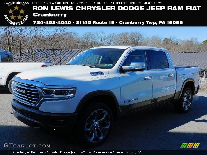 Ivory White Tri-Coat Pearl / Light Frost Beige/Mountain Brown 2021 Ram 1500 Long Horn Crew Cab 4x4