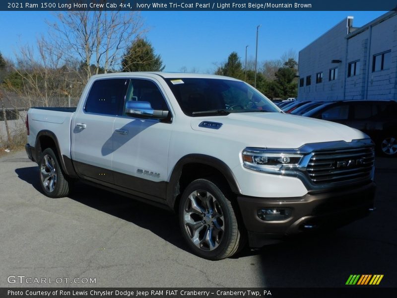 Ivory White Tri-Coat Pearl / Light Frost Beige/Mountain Brown 2021 Ram 1500 Long Horn Crew Cab 4x4