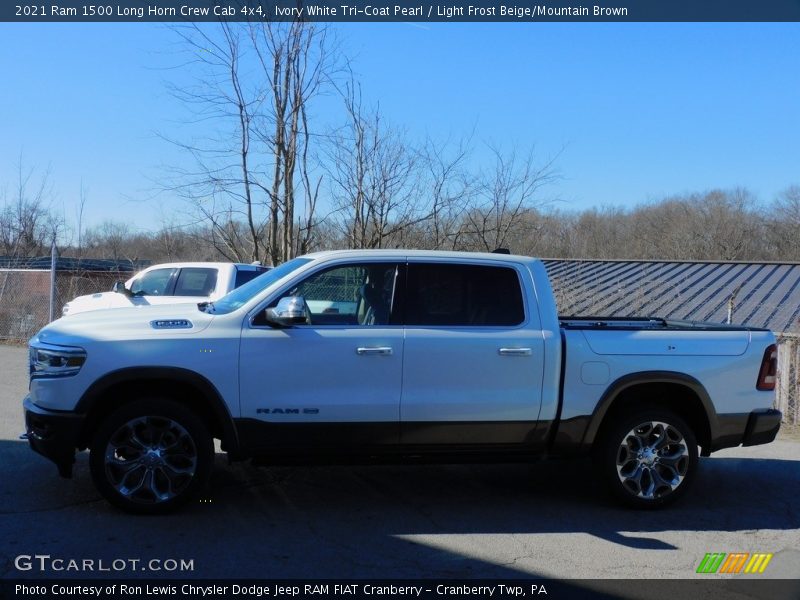 Ivory White Tri-Coat Pearl / Light Frost Beige/Mountain Brown 2021 Ram 1500 Long Horn Crew Cab 4x4
