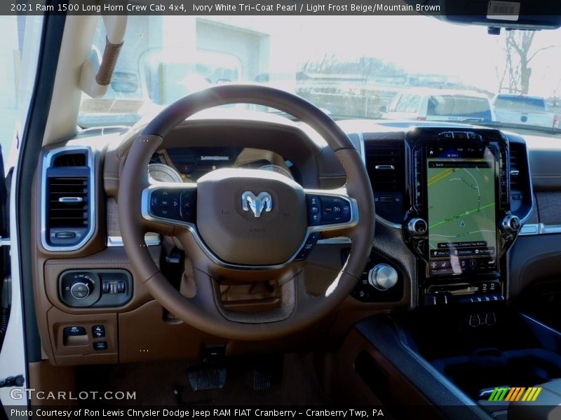 Ivory White Tri-Coat Pearl / Light Frost Beige/Mountain Brown 2021 Ram 1500 Long Horn Crew Cab 4x4