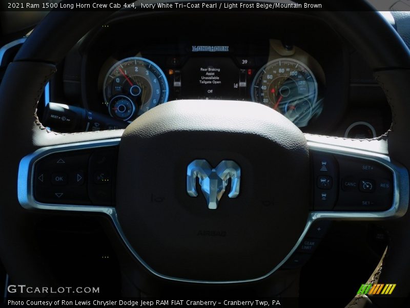 Ivory White Tri-Coat Pearl / Light Frost Beige/Mountain Brown 2021 Ram 1500 Long Horn Crew Cab 4x4