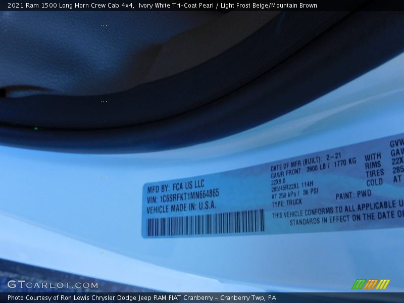 Ivory White Tri-Coat Pearl / Light Frost Beige/Mountain Brown 2021 Ram 1500 Long Horn Crew Cab 4x4