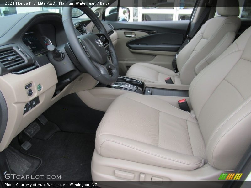 Platinum White Pearl / Beige 2021 Honda Pilot Elite AWD