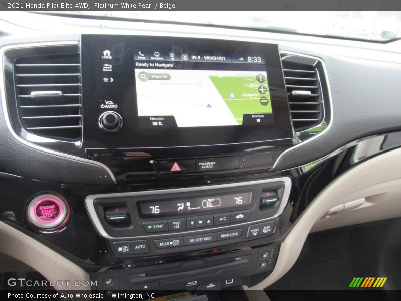 Platinum White Pearl / Beige 2021 Honda Pilot Elite AWD