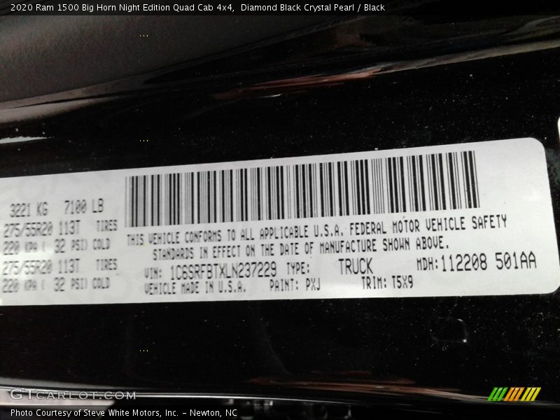 Diamond Black Crystal Pearl / Black 2020 Ram 1500 Big Horn Night Edition Quad Cab 4x4