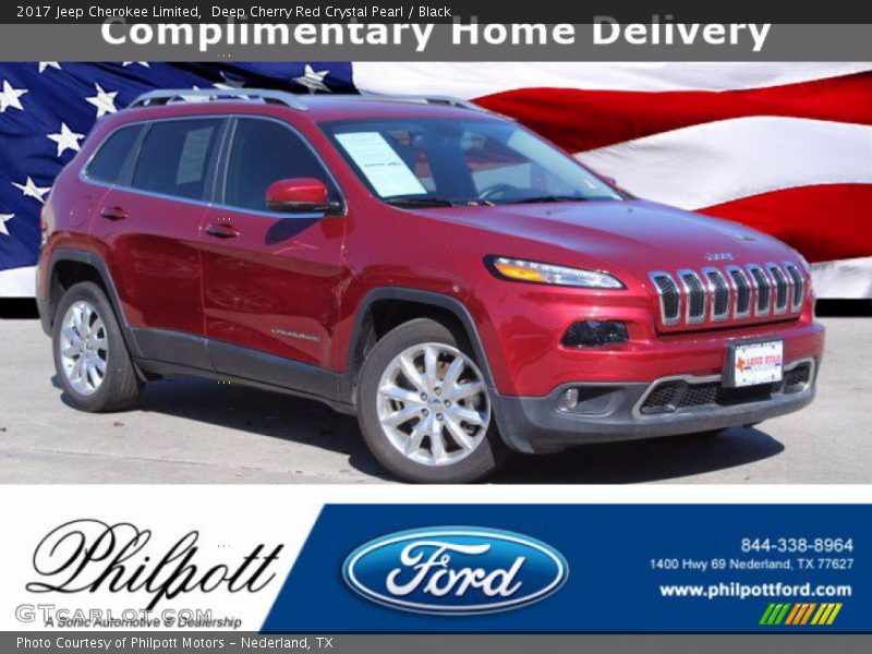 Deep Cherry Red Crystal Pearl / Black 2017 Jeep Cherokee Limited