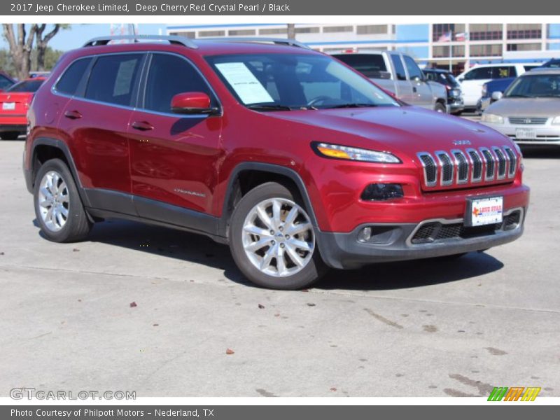 Deep Cherry Red Crystal Pearl / Black 2017 Jeep Cherokee Limited