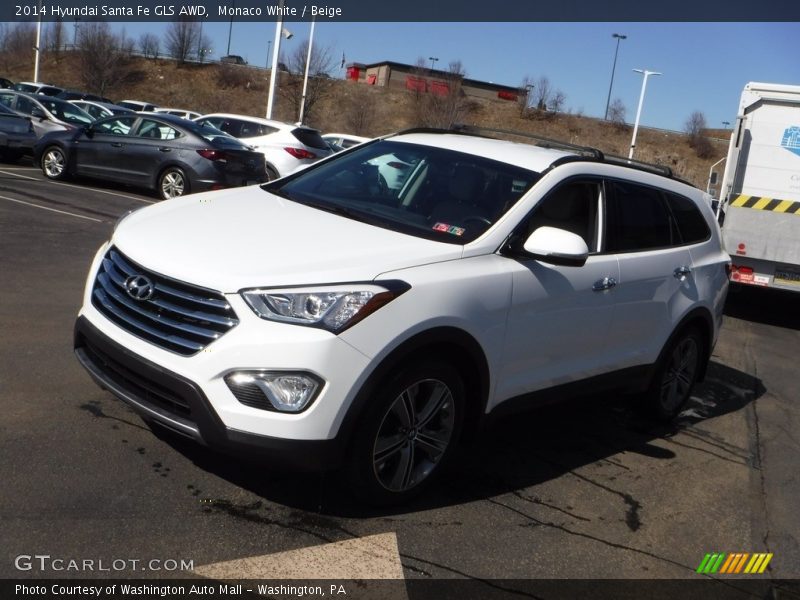 Monaco White / Beige 2014 Hyundai Santa Fe GLS AWD