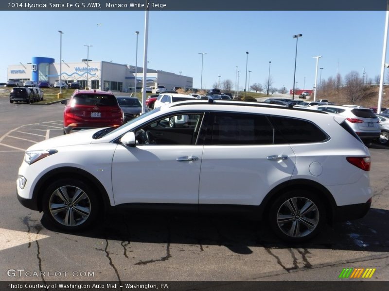 Monaco White / Beige 2014 Hyundai Santa Fe GLS AWD