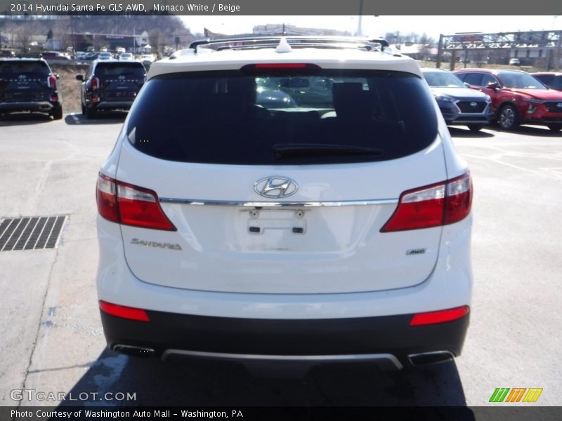 Monaco White / Beige 2014 Hyundai Santa Fe GLS AWD