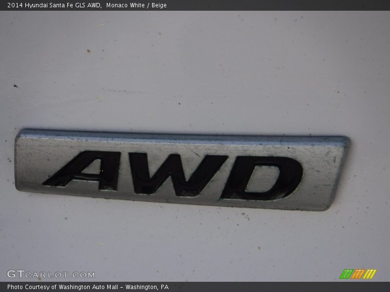 Monaco White / Beige 2014 Hyundai Santa Fe GLS AWD