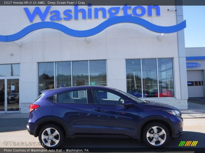 Deep Ocean Pearl / Gray 2017 Honda HR-V LX AWD