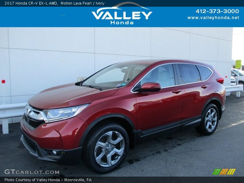 Molten Lava Pearl / Ivory 2017 Honda CR-V EX-L AWD