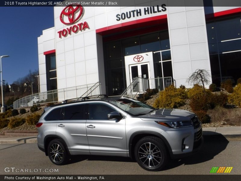 Celestial Silver Metallic / Black 2018 Toyota Highlander SE AWD