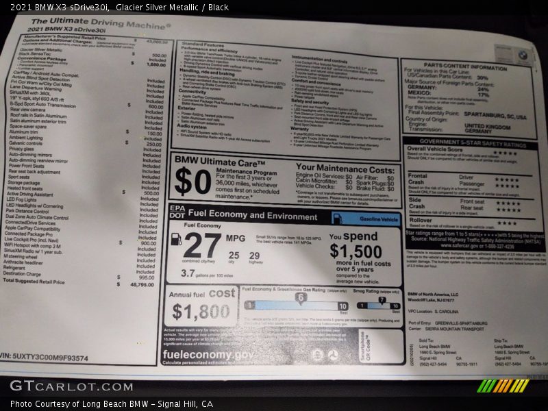 Glacier Silver Metallic / Black 2021 BMW X3 sDrive30i