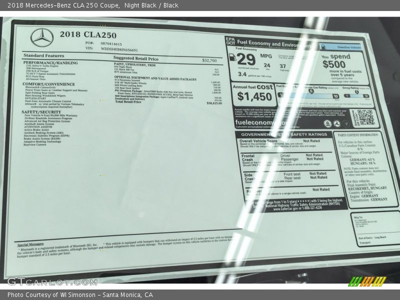 Night Black / Black 2018 Mercedes-Benz CLA 250 Coupe