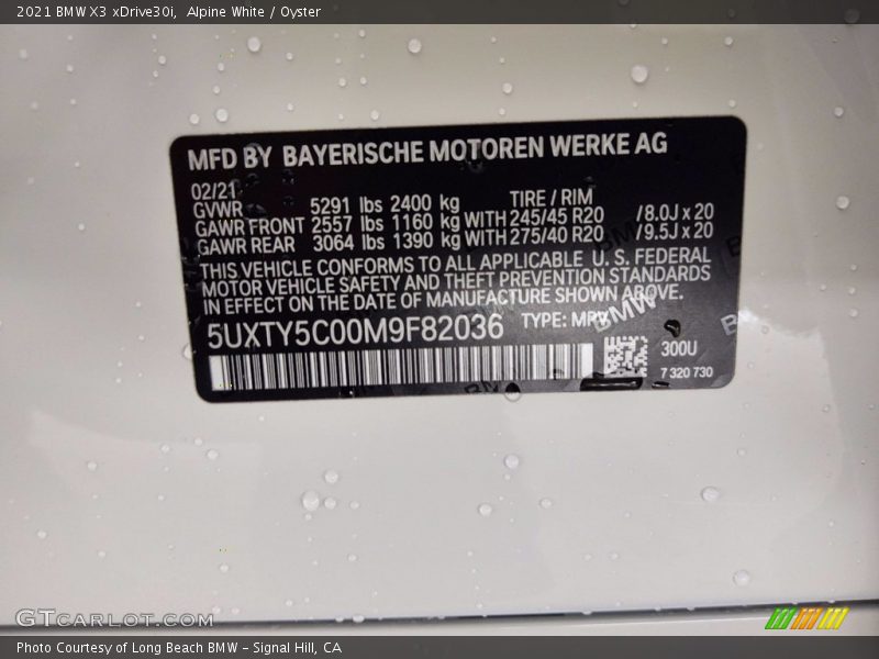 Alpine White / Oyster 2021 BMW X3 xDrive30i