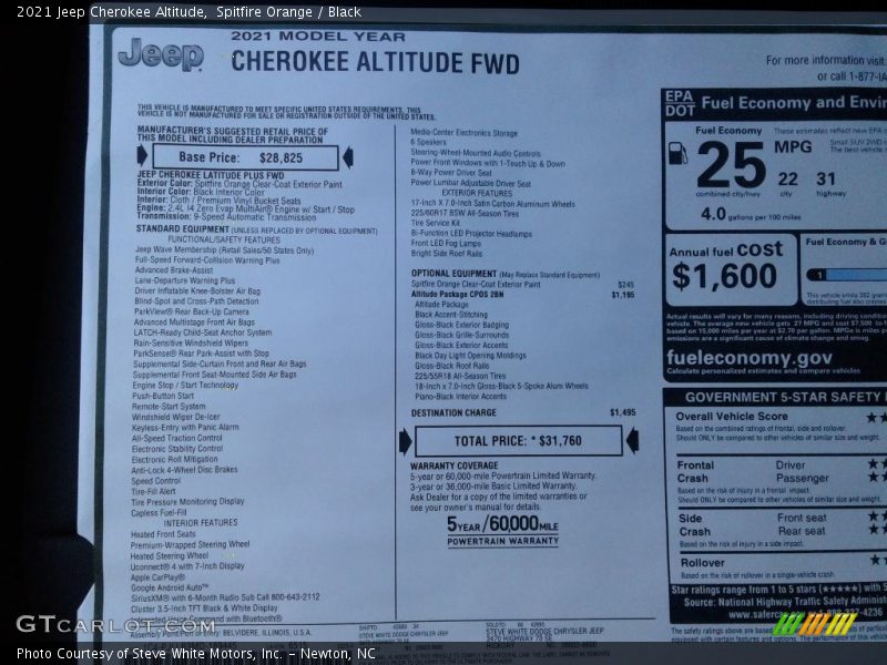  2021 Cherokee Altitude Window Sticker