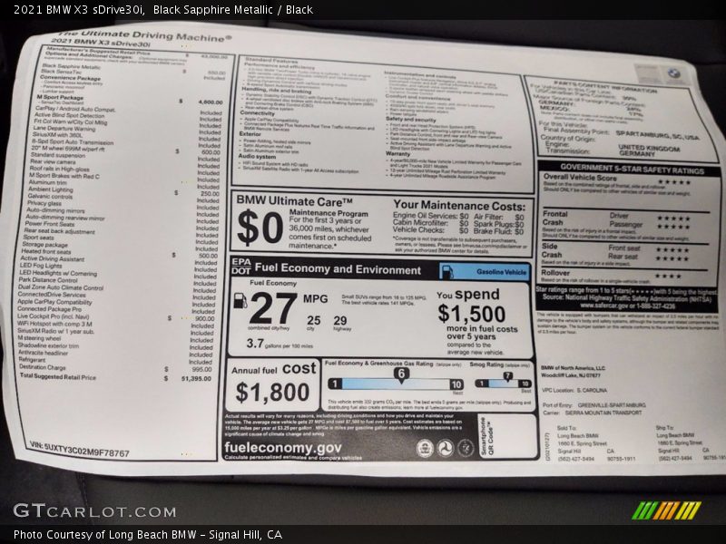 Black Sapphire Metallic / Black 2021 BMW X3 sDrive30i