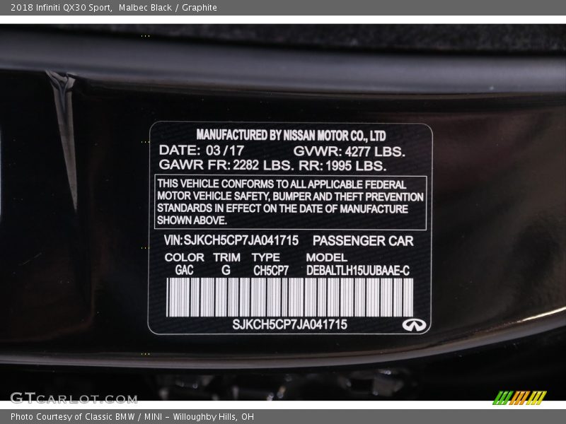 Malbec Black / Graphite 2018 Infiniti QX30 Sport
