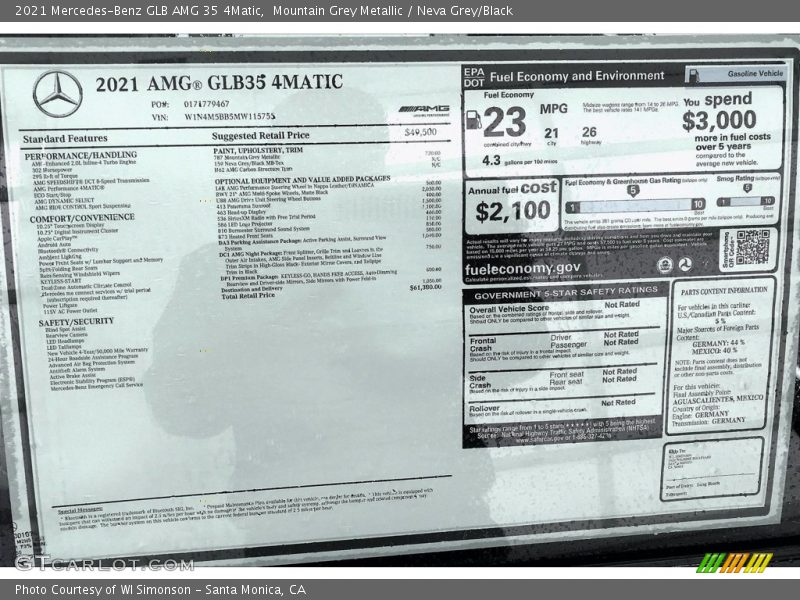 Mountain Grey Metallic / Neva Grey/Black 2021 Mercedes-Benz GLB AMG 35 4Matic