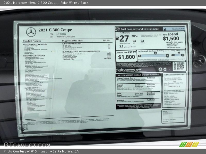 Polar White / Black 2021 Mercedes-Benz C 300 Coupe