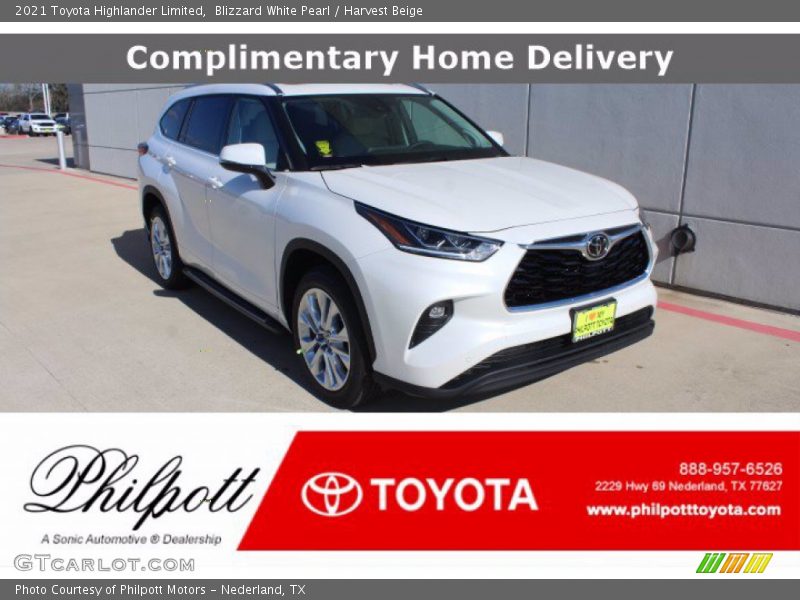 Blizzard White Pearl / Harvest Beige 2021 Toyota Highlander Limited