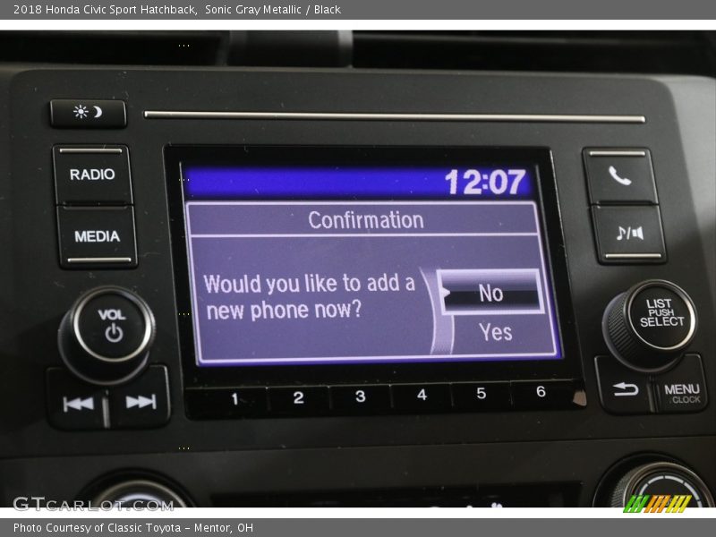 Sonic Gray Metallic / Black 2018 Honda Civic Sport Hatchback