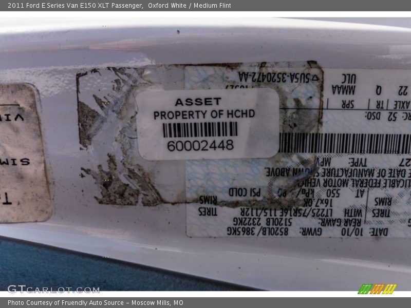 Oxford White / Medium Flint 2011 Ford E Series Van E150 XLT Passenger