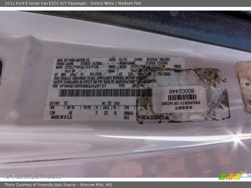 Oxford White / Medium Flint 2011 Ford E Series Van E150 XLT Passenger