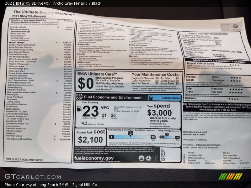 Arctic Gray Metallic / Black 2021 BMW X5 sDrive40i