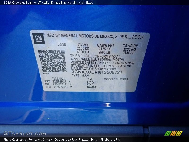 Kinetic Blue Metallic / Jet Black 2019 Chevrolet Equinox LT AWD