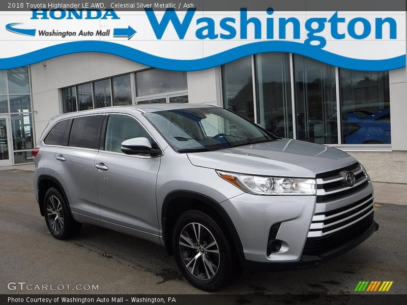 Celestial Silver Metallic / Ash 2018 Toyota Highlander LE AWD