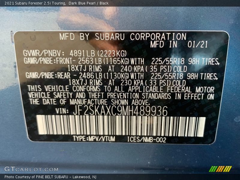 Dark Blue Pearl / Black 2021 Subaru Forester 2.5i Touring