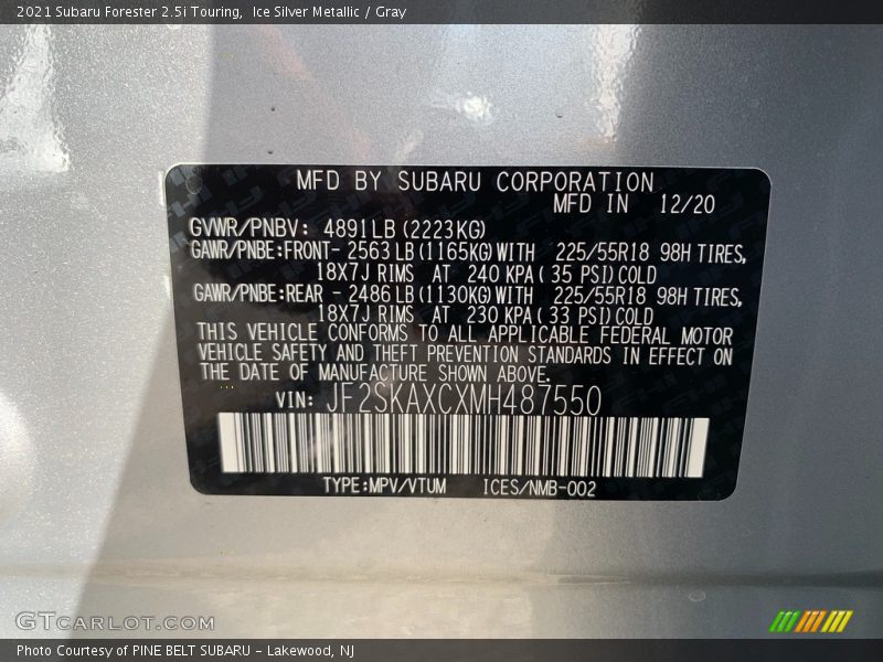 Ice Silver Metallic / Gray 2021 Subaru Forester 2.5i Touring