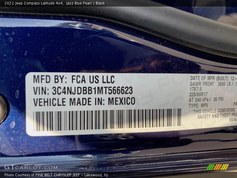 Jazz Blue Pearl / Black 2021 Jeep Compass Latitude 4x4