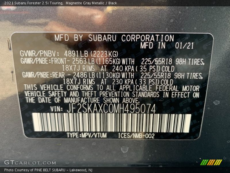 Magnetite Gray Metallic / Black 2021 Subaru Forester 2.5i Touring