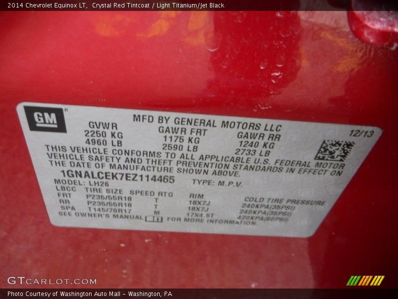 Crystal Red Tintcoat / Light Titanium/Jet Black 2014 Chevrolet Equinox LT