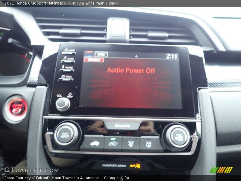 Platinum White Pearl / Black 2021 Honda Civic Sport Hatchback