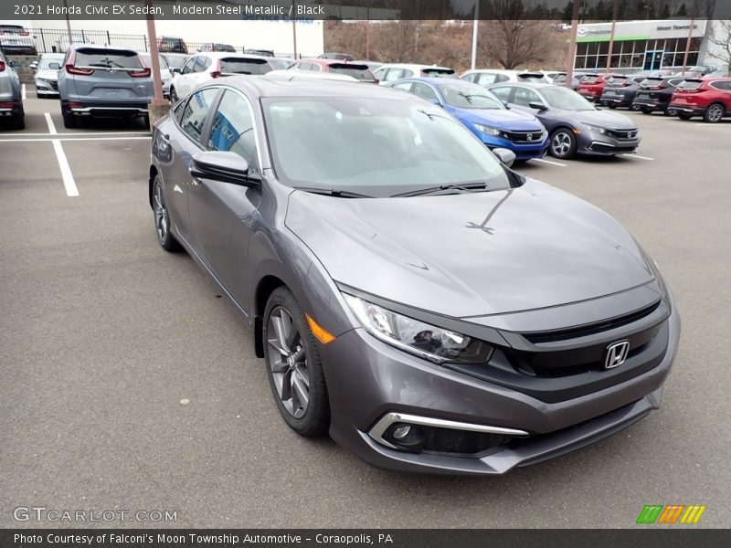Modern Steel Metallic / Black 2021 Honda Civic EX Sedan