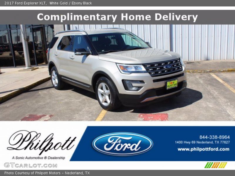 White Gold / Ebony Black 2017 Ford Explorer XLT
