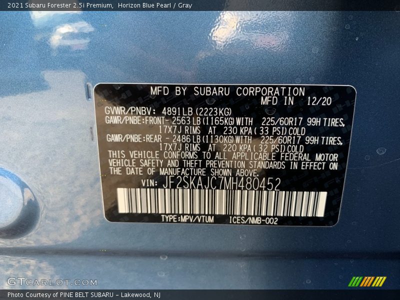 Horizon Blue Pearl / Gray 2021 Subaru Forester 2.5i Premium