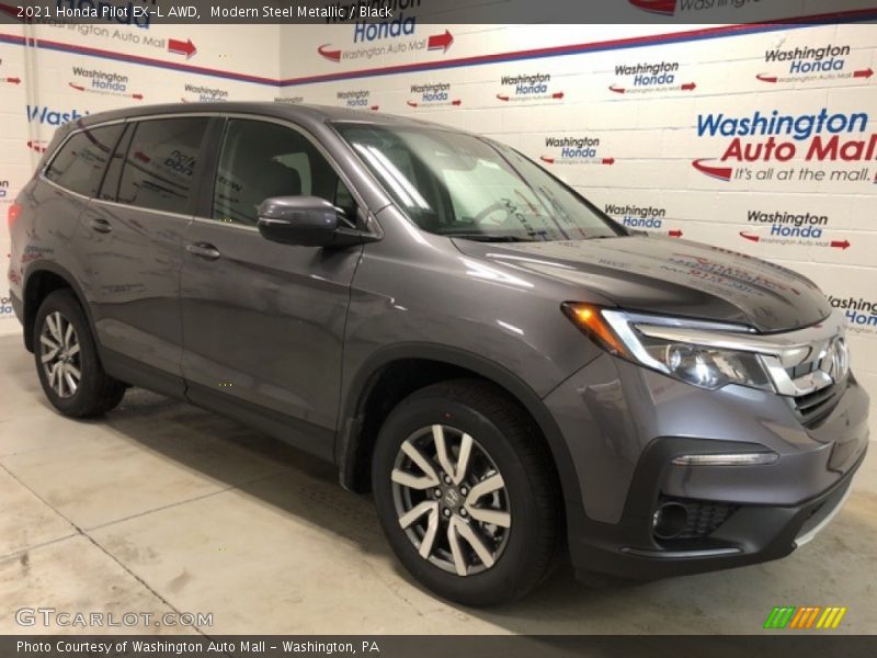 Modern Steel Metallic / Black 2021 Honda Pilot EX-L AWD